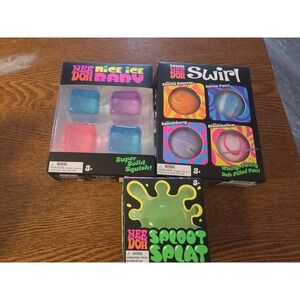 Nee Doh 'Nice Ice Baby' Super Solid Squeeze Cube & Sploot Splat Lot Of 3